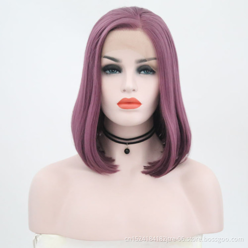 different colors short synthetic bob lace front wig, belle madame german synthetic hair wig in stock